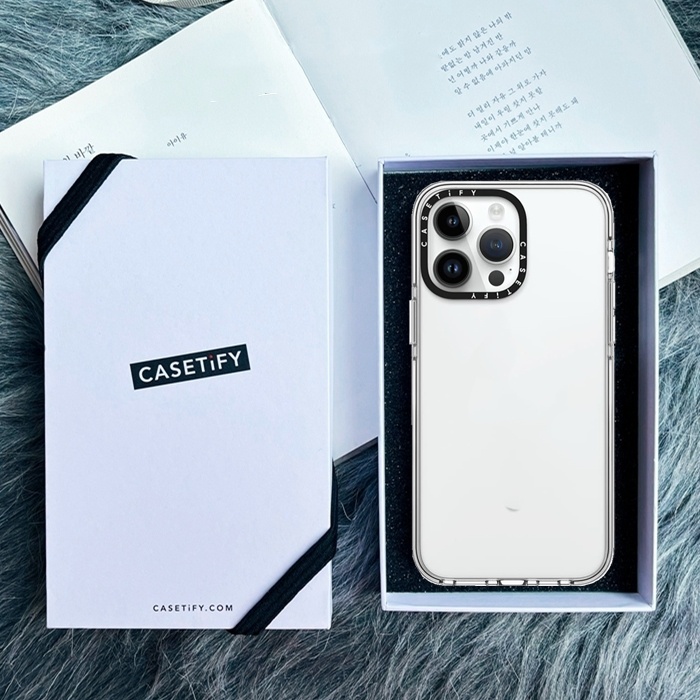 Ốp Điện Thoại Nhựa PC Cứng Mạ Màu Trắng Trong Suốt CASETIFY Cho iPhone 14 14Pro 11 12 13 Pro Max
