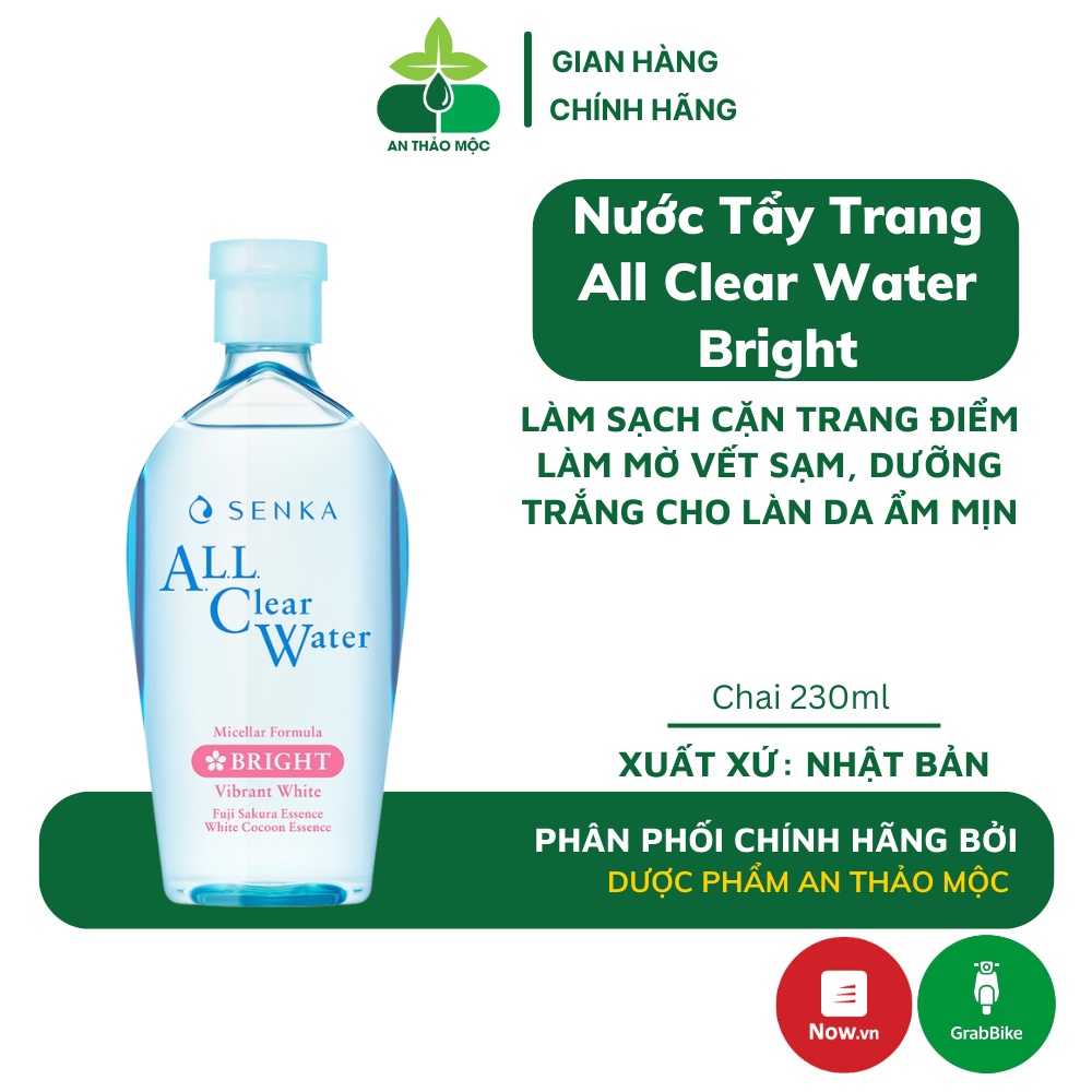 Nước Tẩy Trang Senka All Clear Water Bright làm sạch sâu bụi bẩn cặn trang điểm cấp ẩm dưỡng trắng 230ml.5021