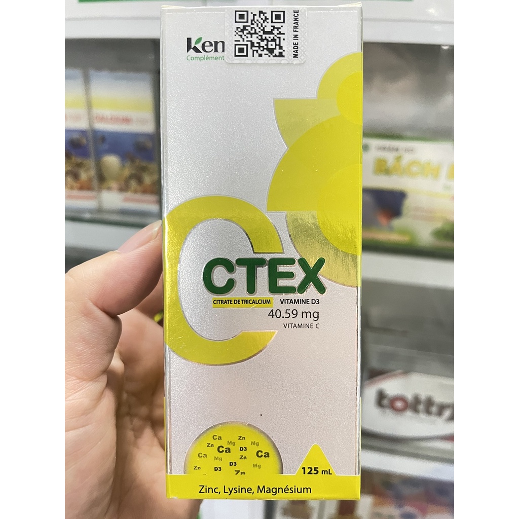 Siro canxi hữu cơ CTEX Citrate De Tricalcium D3 giúp bổ sung canxi vitamin khoáng chất phát triển chiều cao 125ml