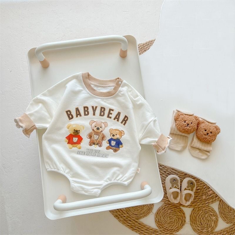 Bộ body chất cotton thấm hút kèm tất hoạ tiết ba chú gấu BABYBEAR dễ thương.