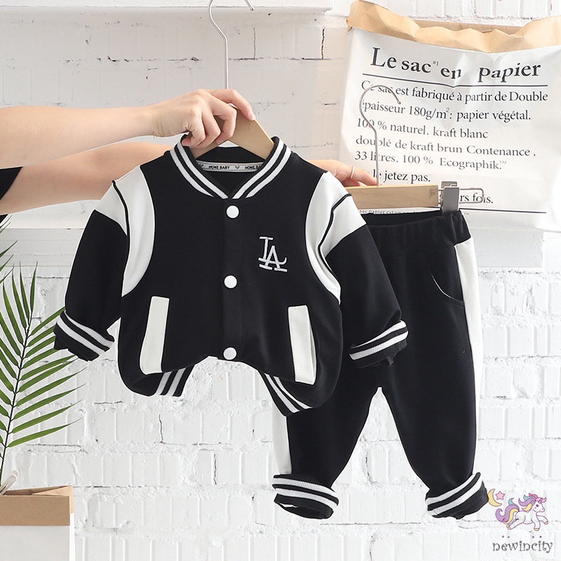 Bộ Áo Khoác Bóng Chày + Quần Thể Thao Năng Động Thời Trang Theo Phong Cách Hàn Quốc Cho Bé