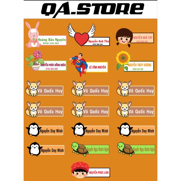 Hình ủi, MAC ÁO QUẦN, IN TÊN BÉ - hình ép nhiệt, sticker ủi  - kích thước 7cmx7cm