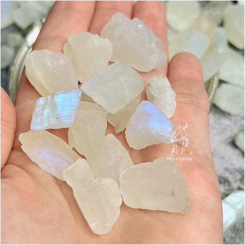 Đá thô Moonstone Brazil lọc màu trắng đẹp dùng sưu tầm, handmade, reiki, thanh tẩy tarot, thiền định