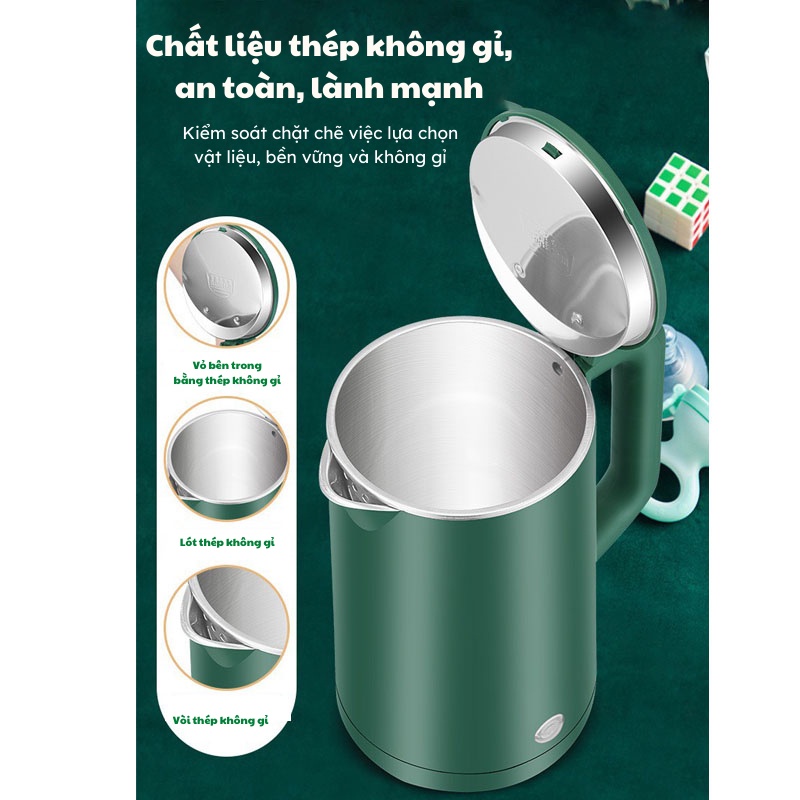 Ấm Siêu Tốc Dung Tích 2.3L Có Khả Năng Chịu Nhiệt Cao An Toàn Cho Người Sử Dụng Đèn Led Akio