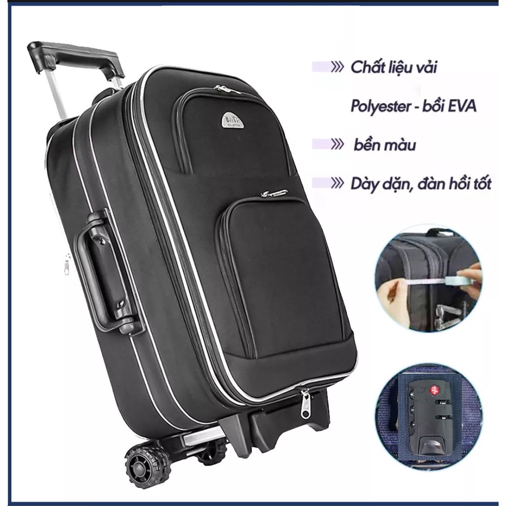 Vali Du Lịch Kéo Tay BI& TI màu đen có nắp 24 Inch
