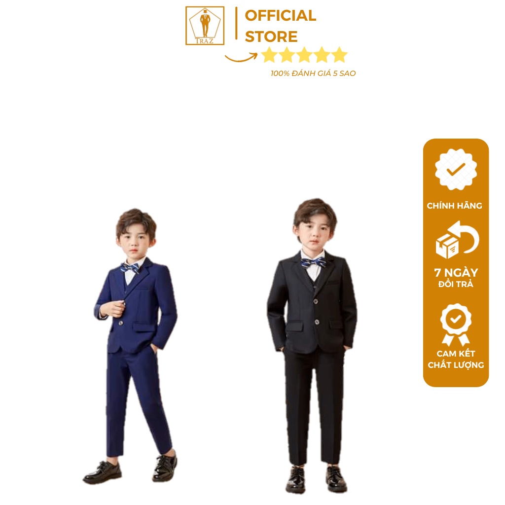 Bộ, Set Vest Đen Xanh TRAZ Cho Bé Trai, Trẻ Em, Con NítBé Mập Cao Tăng 1, 2 Size