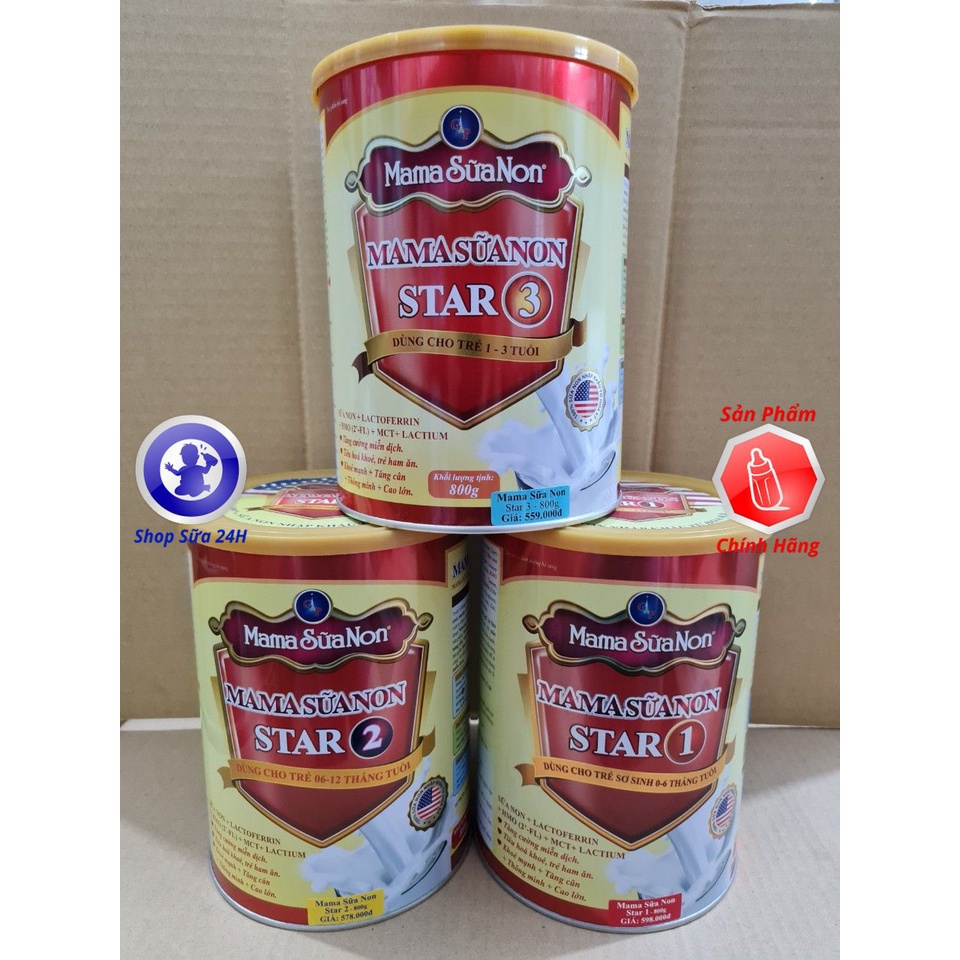 Mama Sữa Non Star 1, 2, 3 Lon 800g