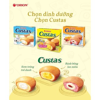 [Tết 2026] 12P Bánh bông lan Custas Orion vị Dâu/ Kem trứng/ Cốm/ Tiram