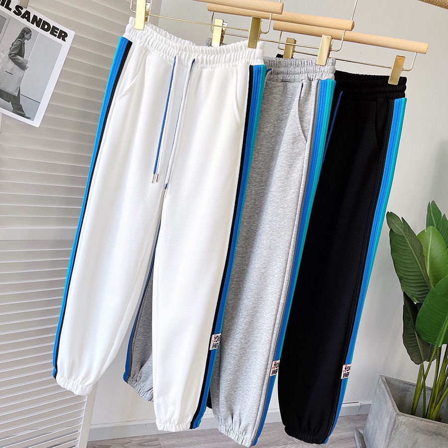 Quần Dài Thể Thao Adidas Cotton Dáng Rộng Họa Tiết Kẻ Sọc Thời Trang Thu Đông Cho Nam
