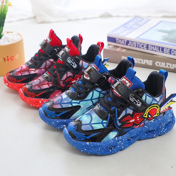 💘 giày thể thao bé trai  💘 giày  đế mềm thoáng khí  💘 chống trượt  thoải mái  thời trang 💘 giày chạy bộ hình người nhện Cho Bé