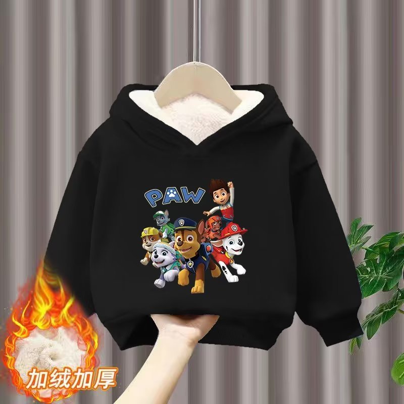Áo Hoodie Tay Dài Cổ Tròn Lót Lông Cừu Dày In Họa Tiết Thời Trang Mùa Thu Mới Cho Bé Trai