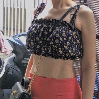 Áo kiểu croptop hoa nhí cột nơ (MOME.VN)