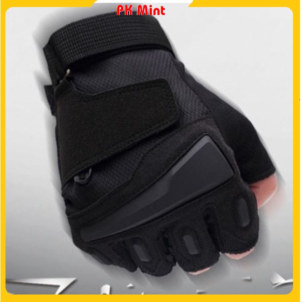 Găng Tay Cụt Ngón Full Đen Siêu Đẹp, Găng Tay Xe Máy Xe Đạp