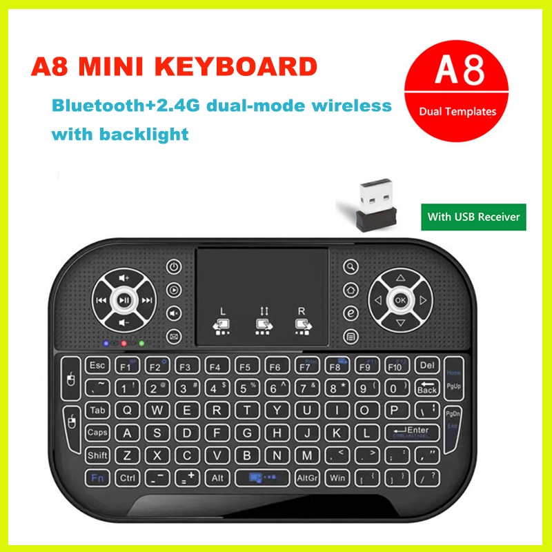 Bàn Phím Không Dây A8 Mini 2.4G Có Thể Sạc Lại Cho TV Thông Minh / Máy Tính Bảng