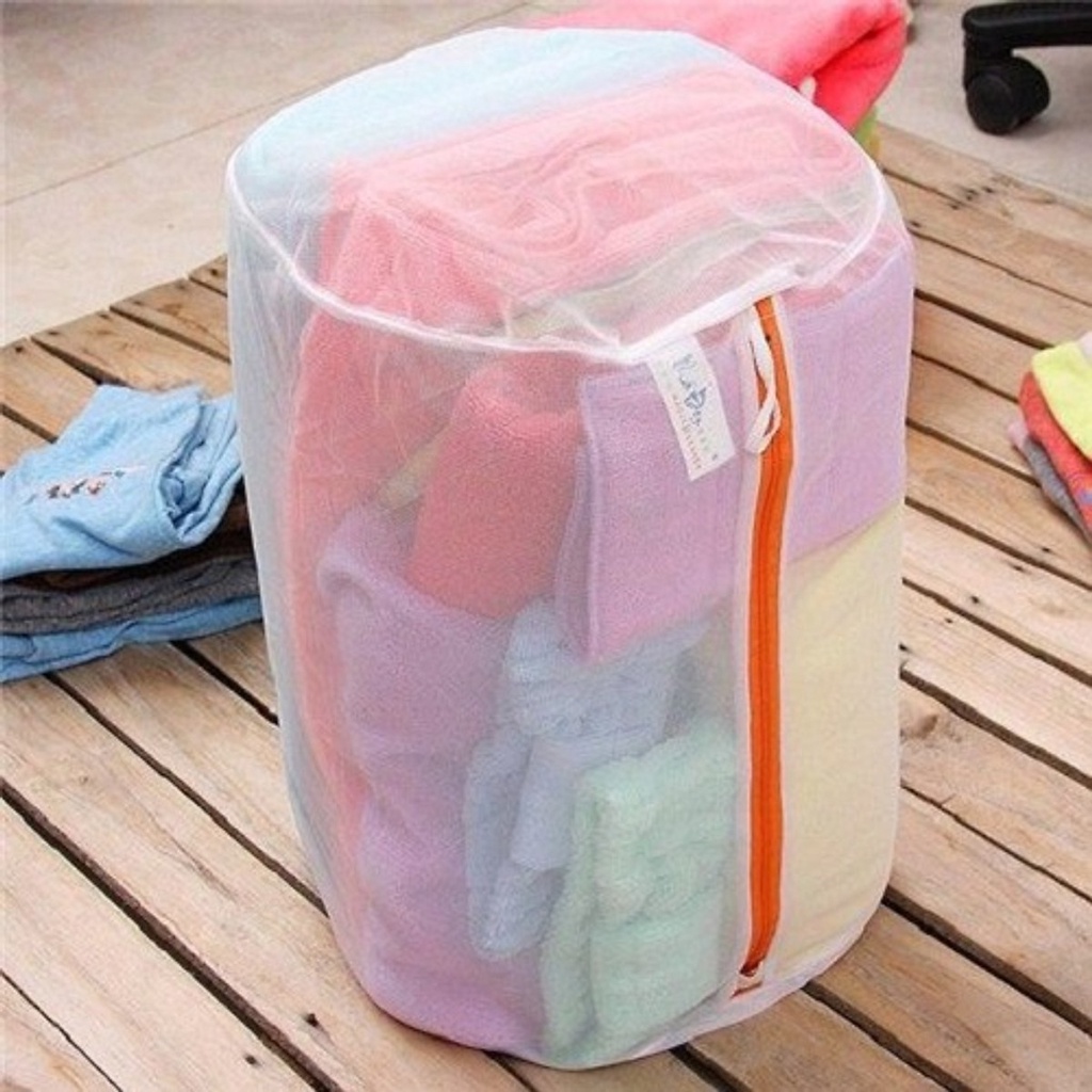 Túi giặt quần áo Okazaki Nhật Bản tròn 35cm, 52cm 100% Polyester an toàn bền dai, khóe kéo tiện lợi