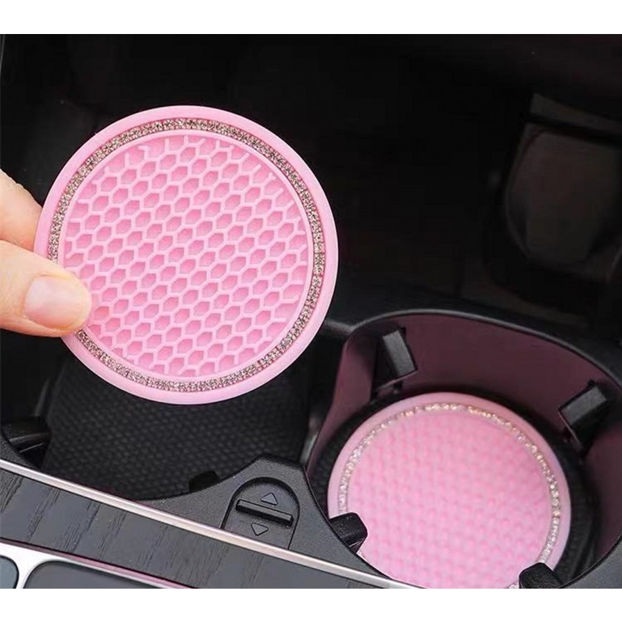 1 Đế Lót Ly Bằng Cao Su Chống Trượt Đính Đá Giả Kim Cương 7cm