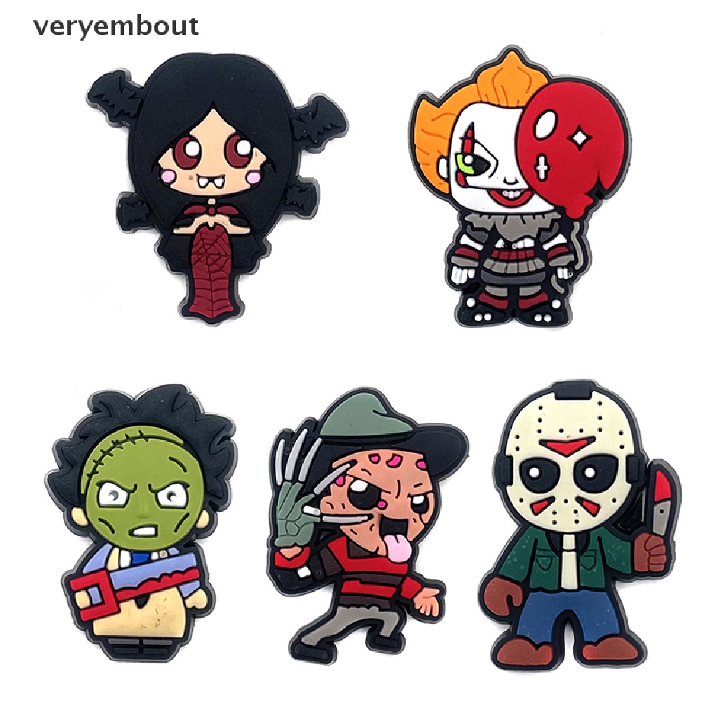 Ut Set 5 Khóa Dây Giày PVC Phong Cách Phim Kinh Dị Hóa Trang Halloween