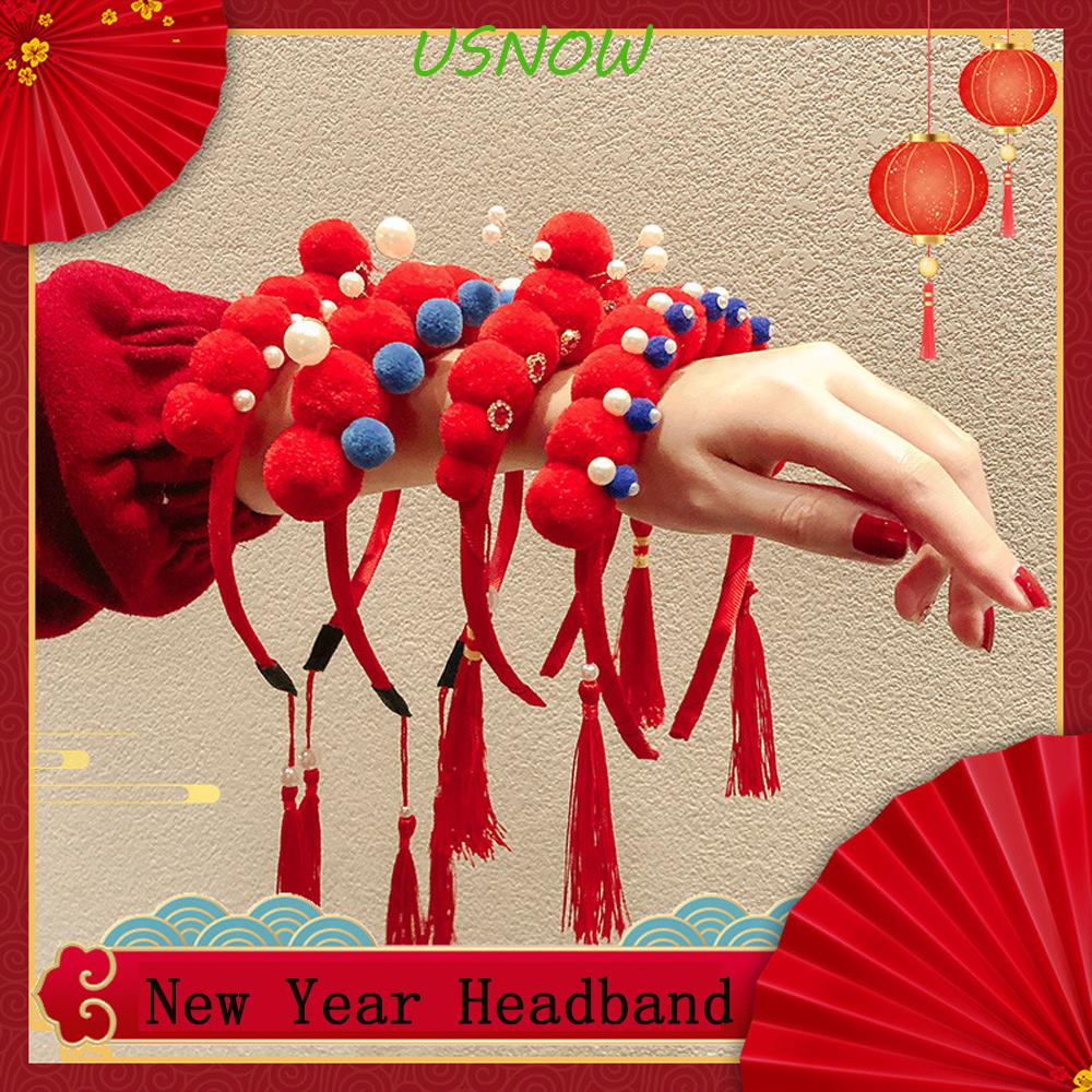 Cài Tóc Tua Rua Màu Đỏ Phong Cách Retro Mừng Năm Mới