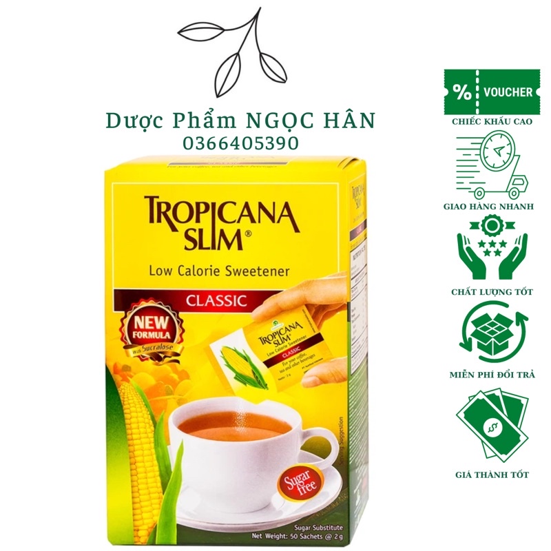 Đường bắp ăn kiêng Tropicana Slim Classic cho người tiểu đường| Hộp 2g x 50 gói
