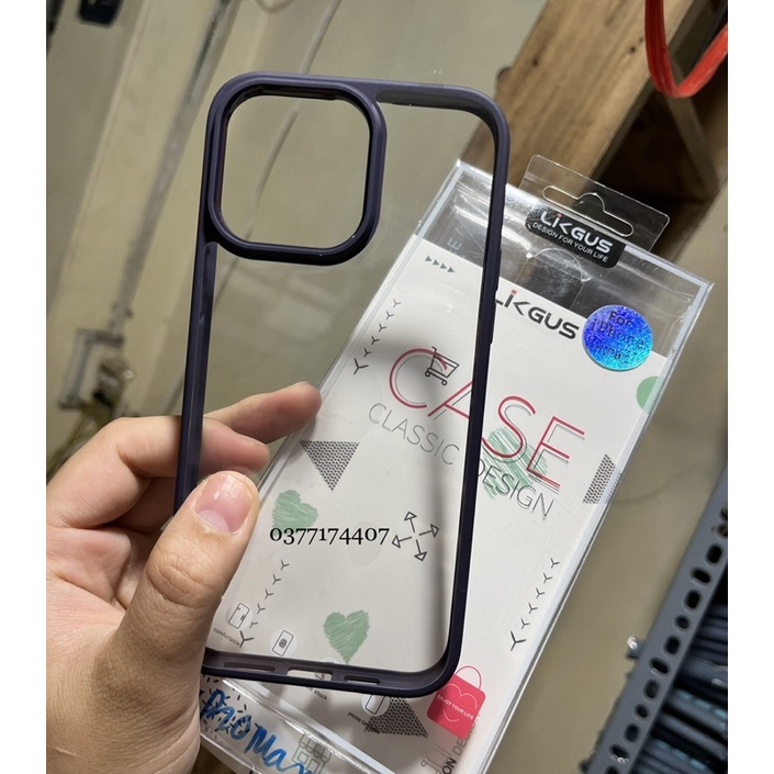 Ốp lưng Likgus trong suốt viền màu cho iPhone 14, 14 Pro, 14 Max, 14 Pro Max viền dẻo chống sốc siêu đẹp