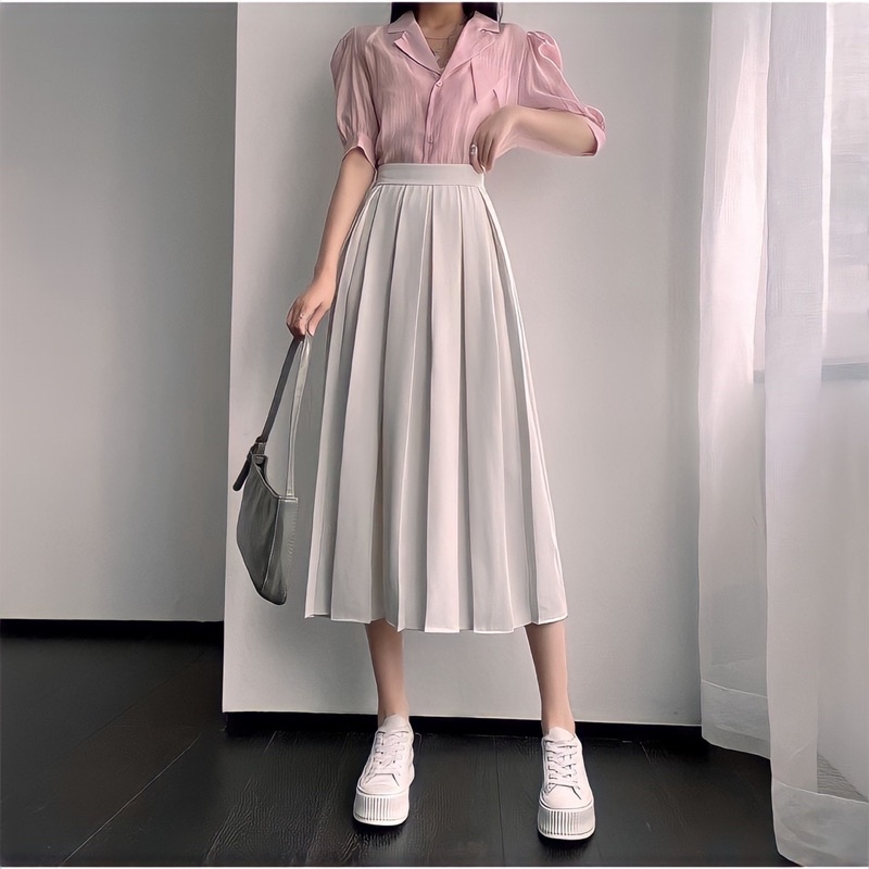 Chân Váy Xếp Ly Dáng Dài Siêu Xinh