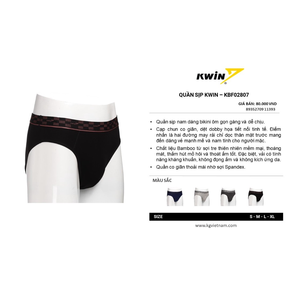 Combo 3 Quần Sịp Nam KWIN Nhiều Lưng Chất Vải Cotton Kháng Khuẩn Thấm Hút Và Co Dãn Tốt Cạp To KBF02807