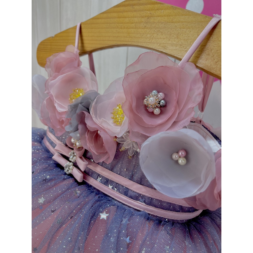 Váy Công Chúa Size Mẹ và Bé đen loang hồng hoạ tiết sao xinh xắn - hàng Thiết Kế Cao Cấp - Váy Bé Gái TN181022