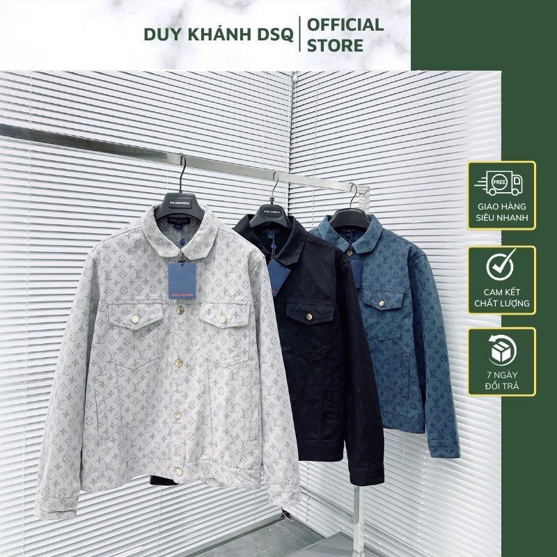 Áo Khoác Bomber Jean LV Nam Đẹp, Vải Bò Cao Cấp Phong Cách Thời Trang DUY KHÁNH DSQ