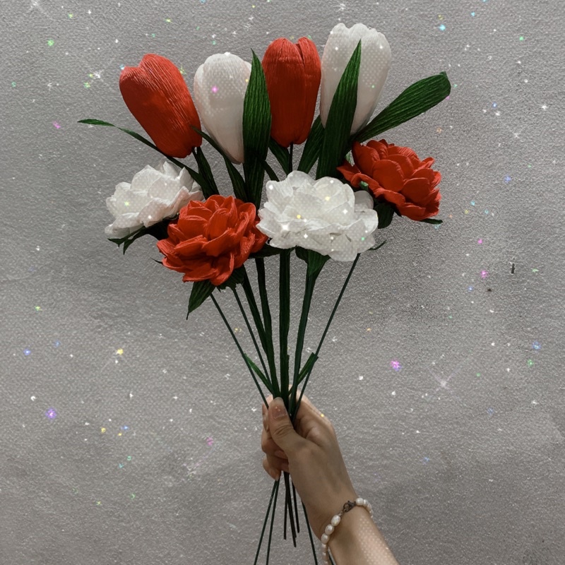 Hoa Tulip giấy nhún Ý cao cấp Handmade ( SỈ TỪ 30 BÔNG)