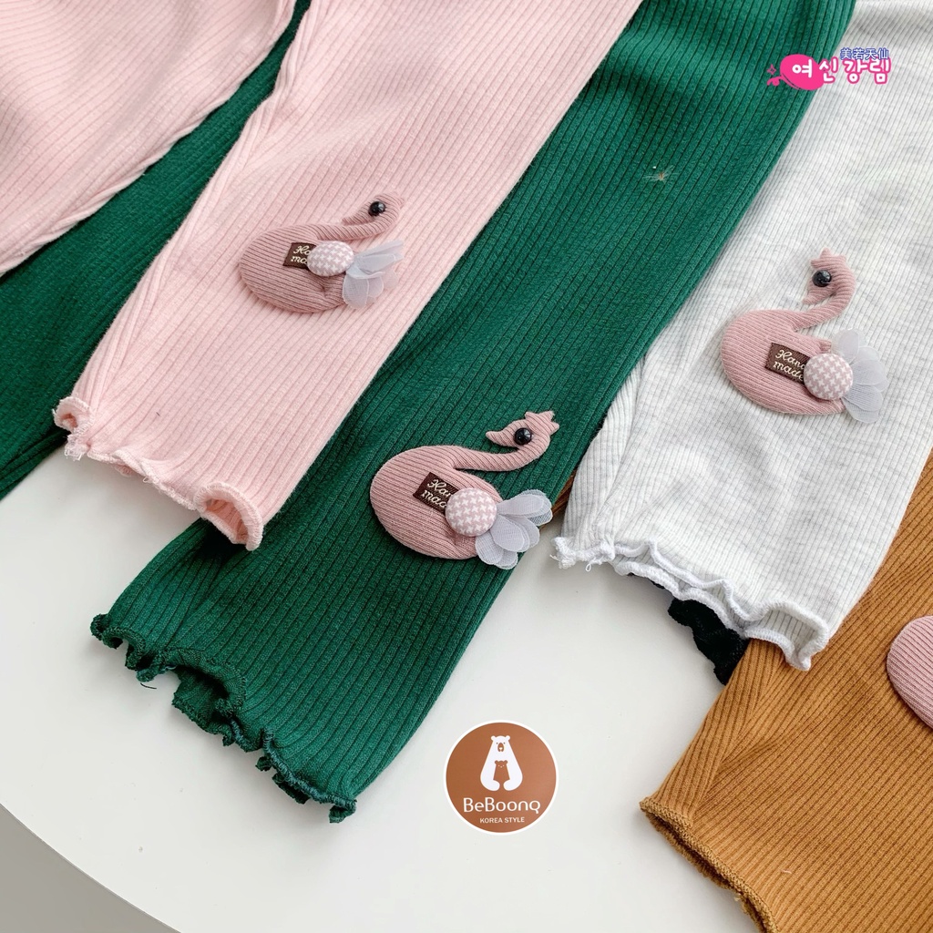 Quần legging dài cho bé gái, quần cotton thun gân dáng ôm dạng legging cho bé gái