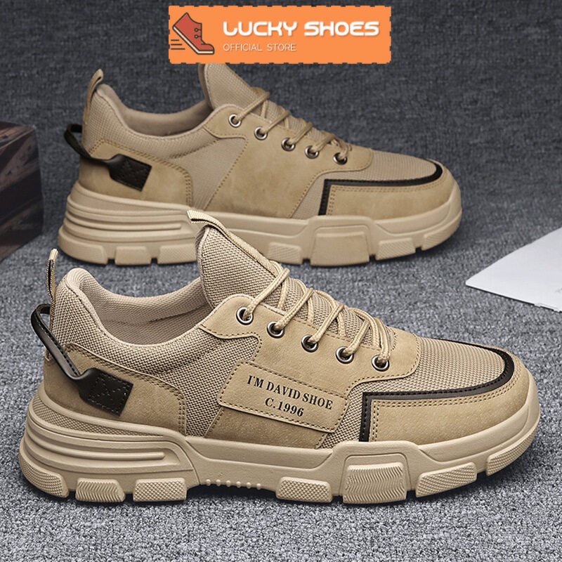 ✔ Giày Nam I'm DAVID SHOE Kết Hợp Chất Liệu Da PU+ Vải Cavas Màu sắc Trẻ Trung Cá Tính, Giày Thể Nam 2023