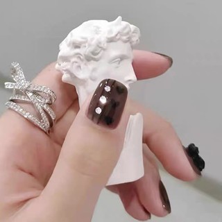 nailbox ,10 móng úp thiết kế , đính nơ đen.