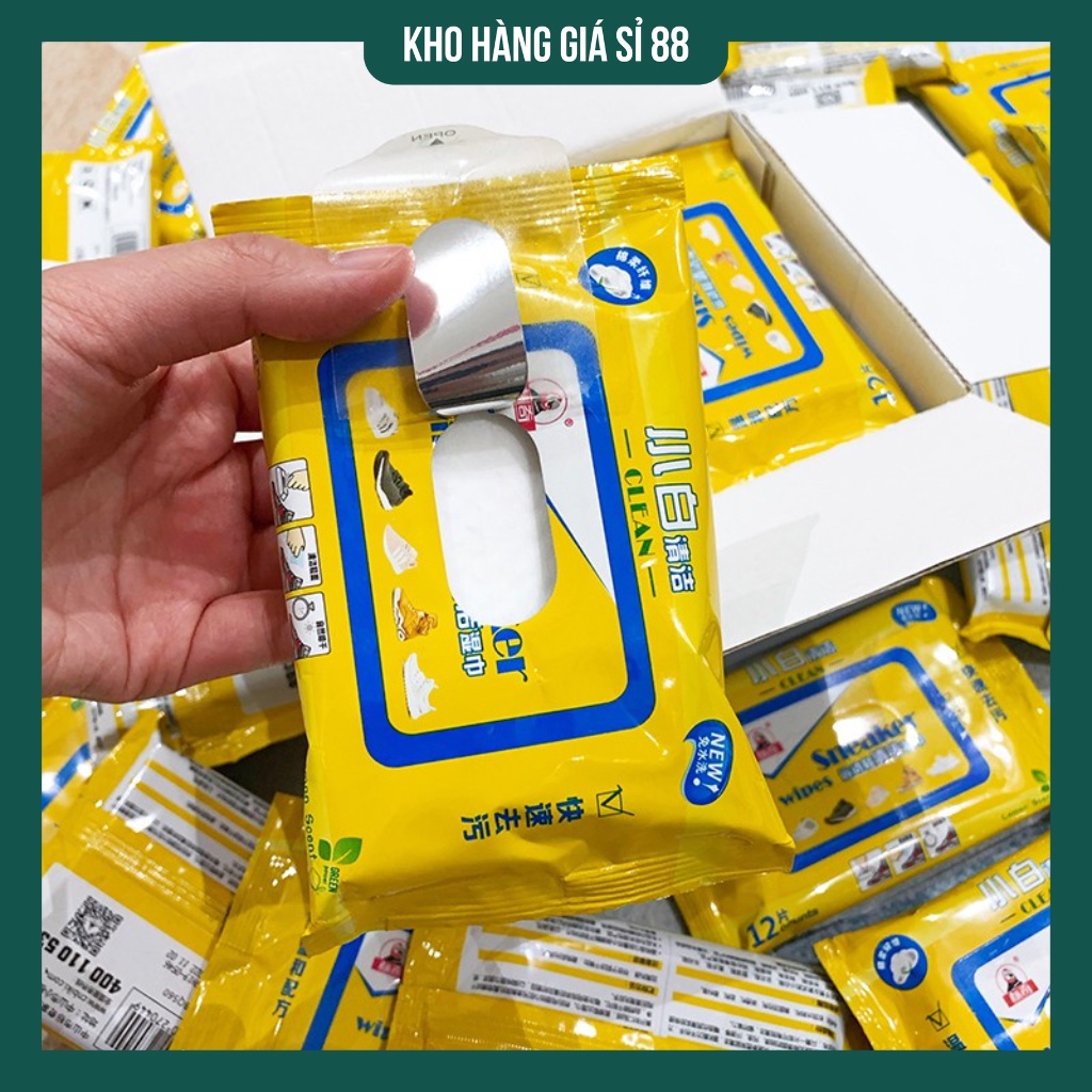 Khăn lau giầy dép, túi ví, khăn lau có cồn, khăn lau đa năng, khăn ướt (gói 12 tờ - 30 tờ)
