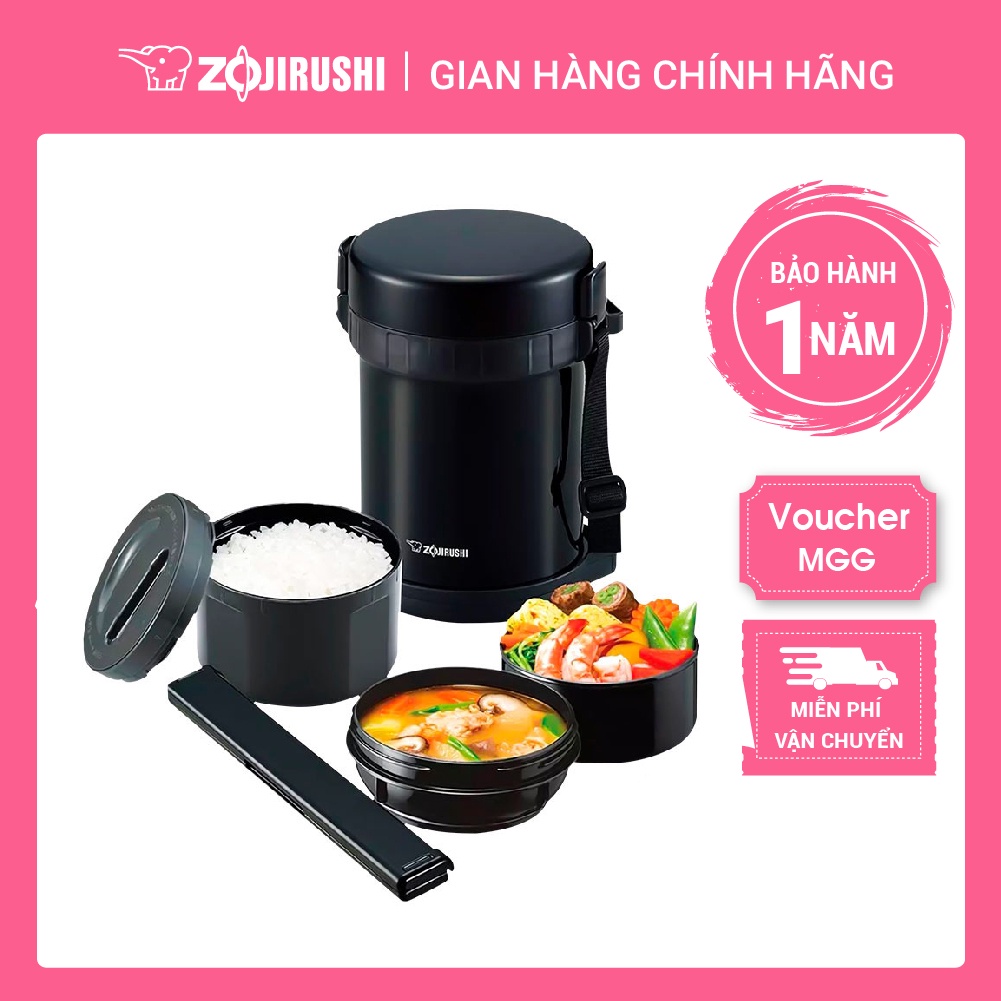 Hộp cơm giữ nhiệt 3 ngăn Zojirushi SL-GH18-BA 1,27L, hàng chính hãng, bảo hành 1 năm