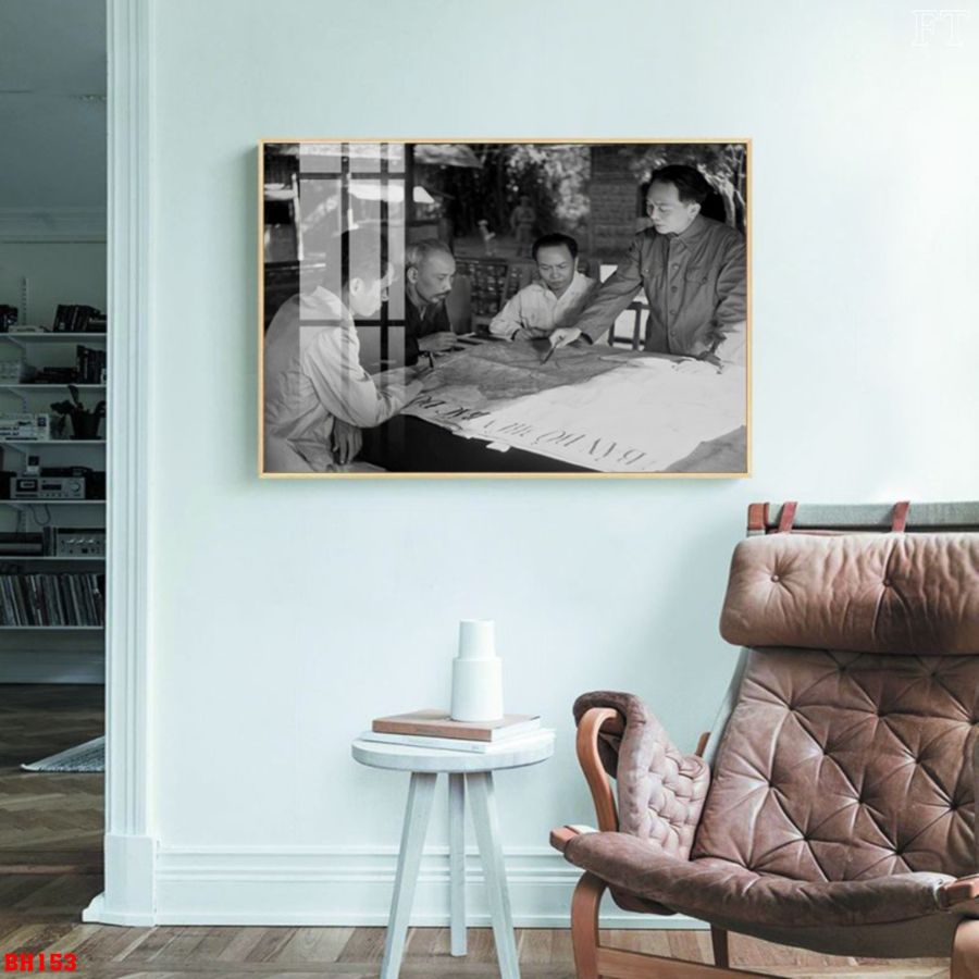 Tranh Laminate Tráng Gương - Bác Hồ Màu Trắng Đen