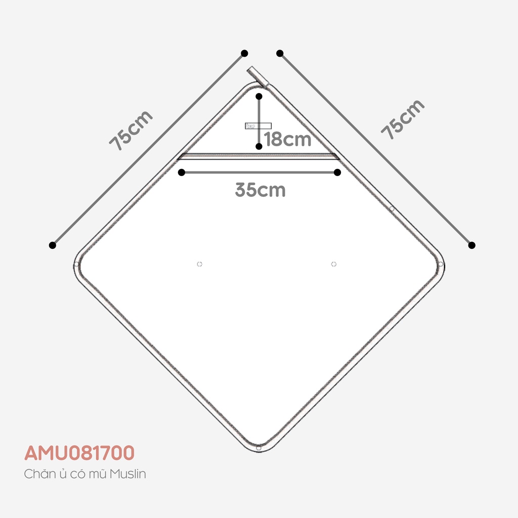 Chăn Ủ cho bé chất liệu sợi Muslin mềm mại, chăn ủ có mũ ấm áp BU Baby AMU081700
