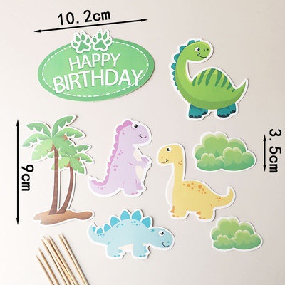Set 8 que cắm HPBD khủng long + cây dừa