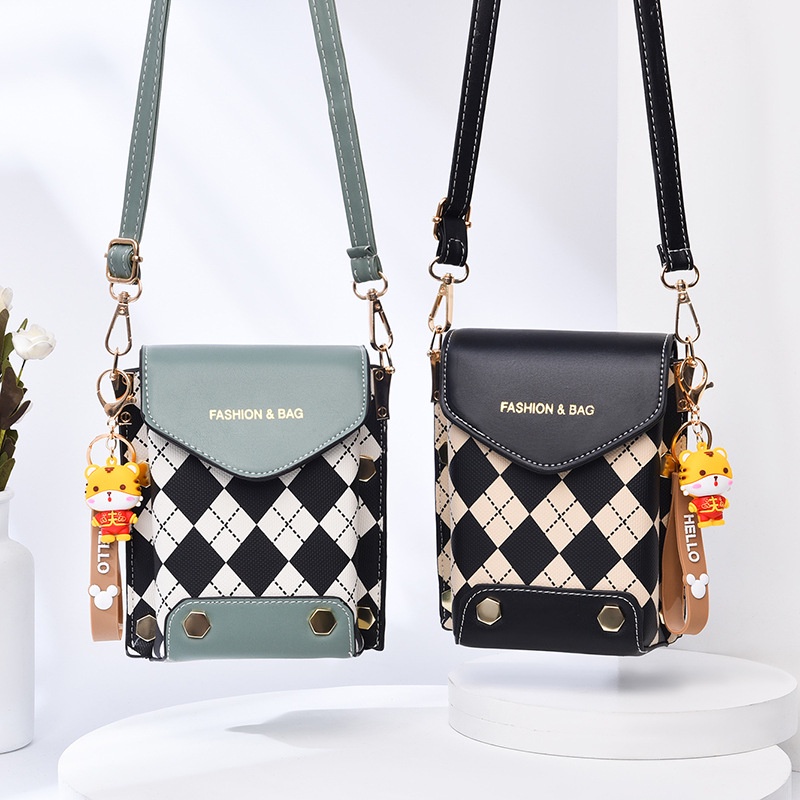 Ielgy Túi Đeo Chéo Đựng Điện Thoại Đính Kim Cương Cảm Giác Cao Thiết Kế Nhỏ Gọn Dành Cho Bạn Nữ