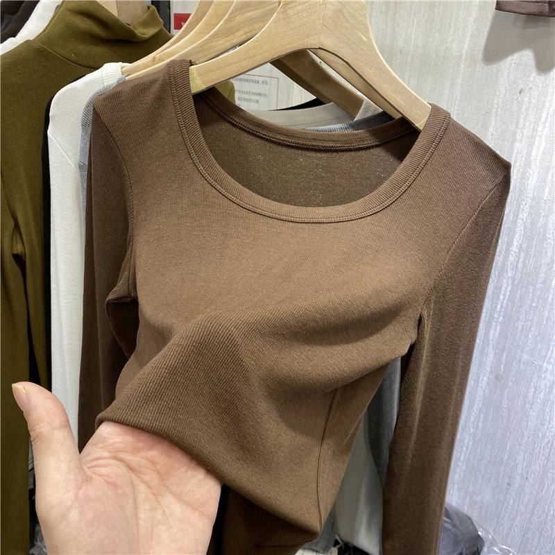 NRVP Áo Thun Nữ Dài Tay Dáng Rộng Màu Trơn Phong Cách Hàn Quốc Mới