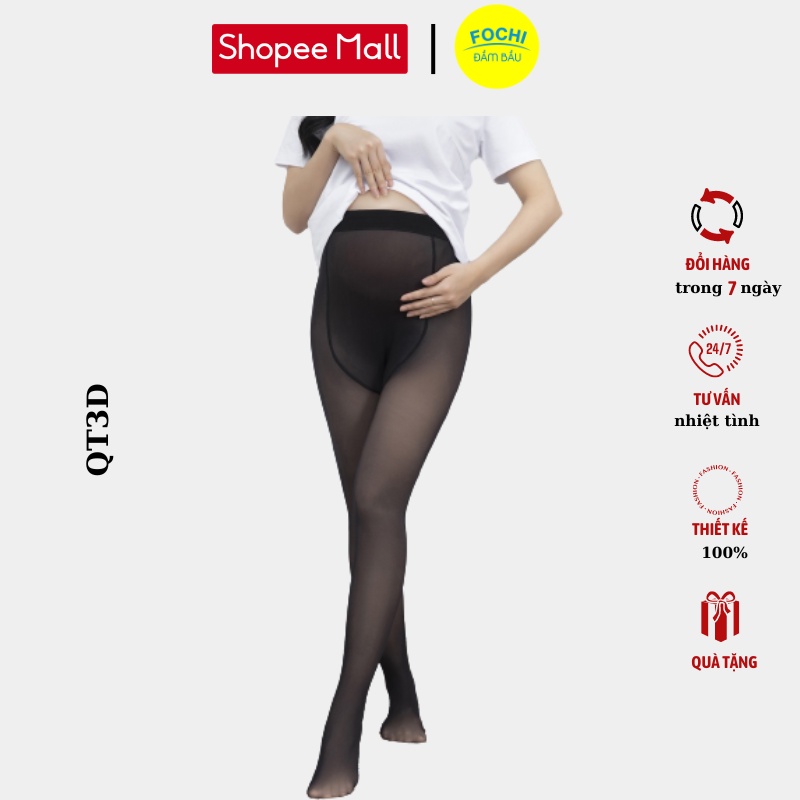 Quần Tất Đen 3D Cả Bàn QT3D FOCHI Dẻo Dai, Giữ Nhiệt Tốt, Có Chun Rút Điều Chỉnh Độ Rộng Ở Vùng Bụng