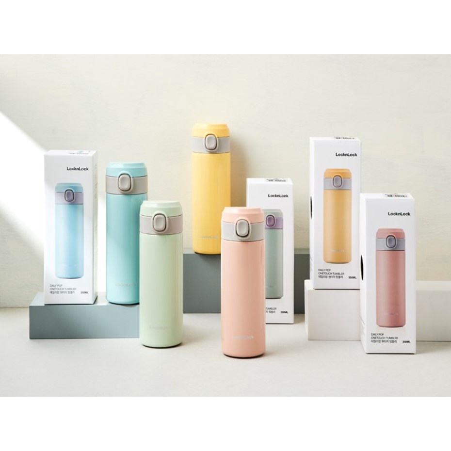 Bình nước giữ nhiệt nóng lạnh màu pastel LocknLock Daily Pop One Touch Tumbler 350ml