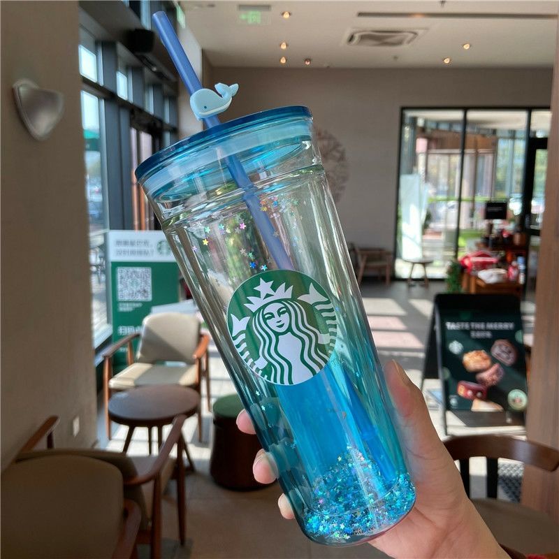Ly nước beij. Starbucks Cốc Thủy Tinh Hai Lớp Cỡ Lớn Họa Tiết Thỏ / Cáo Đáng Yêu