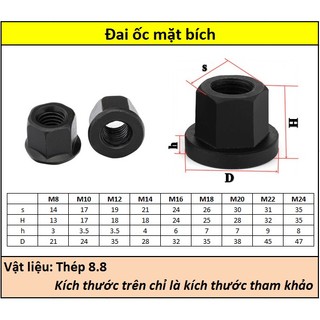 Đai ốc mặt bích - thép đen (M14-M18)