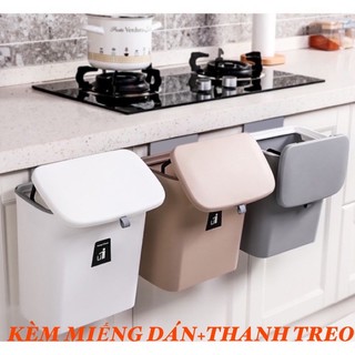 Thùng rác cài cánh tủ bếp, dán tường nhà vệ sinh có nắp đậy - Thùng rác treo gắn tủ bếp