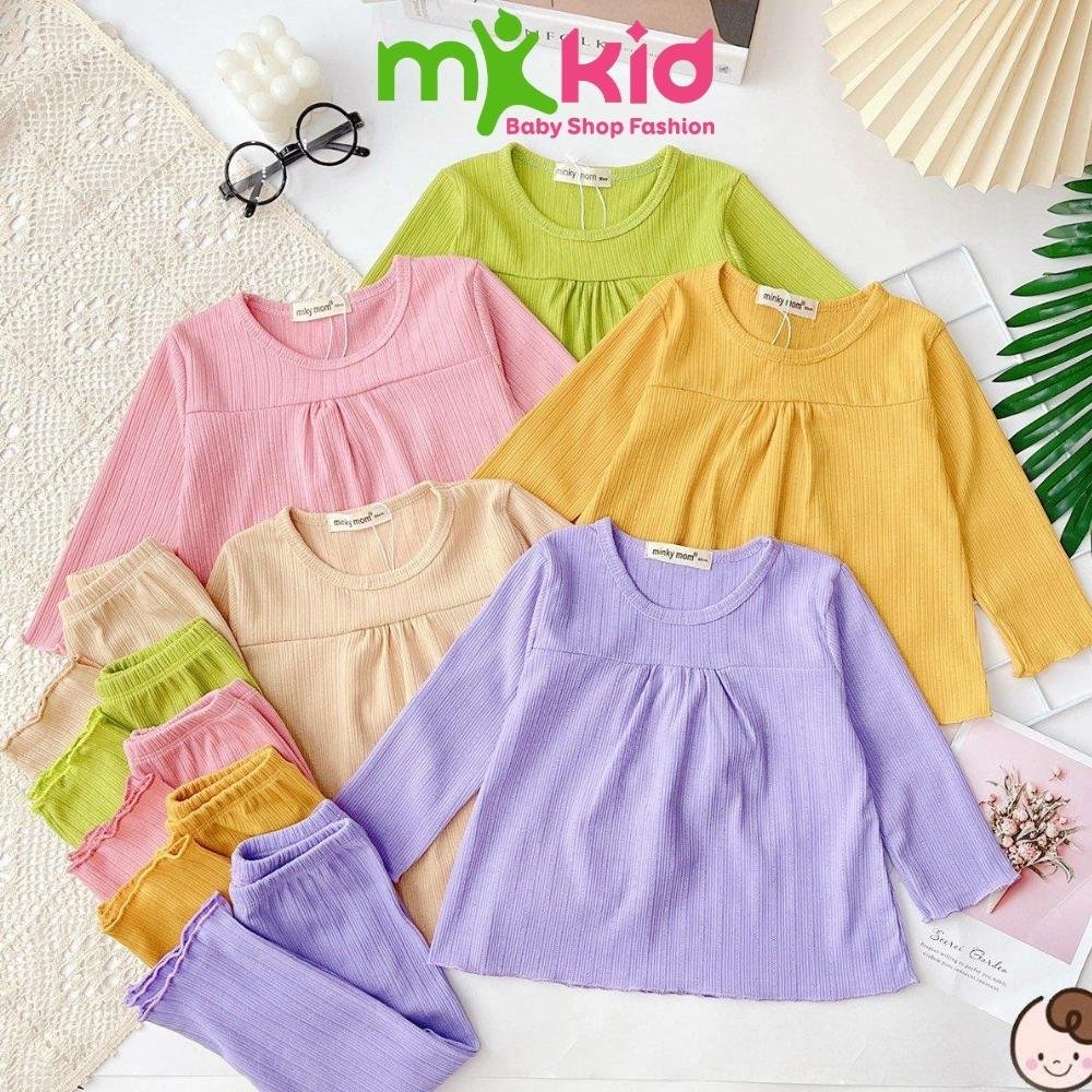 Bộ Thu Đông Dài Tay MinKy Mom Cho Bé Gái 💖 Chất Len Gân Nhuyễn Giữ Ấm Tốt Cho Bé