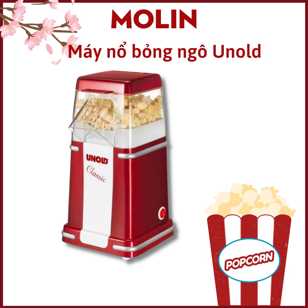 Máy nổ bỏng bắp rang bơ Unold 48525, máy nổ bỏng mini sử dụng tối đa 100g ngô mỗi lần [Hàng Đức]