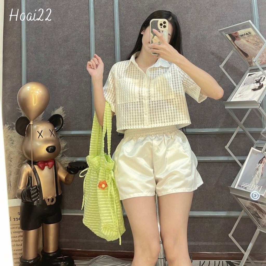 Sơ mi croptop nữ ❤️SALE❤️ Sơ mi nữ trắng -tay ngắn tông màu pastel dễ thương cute -hàn quốc