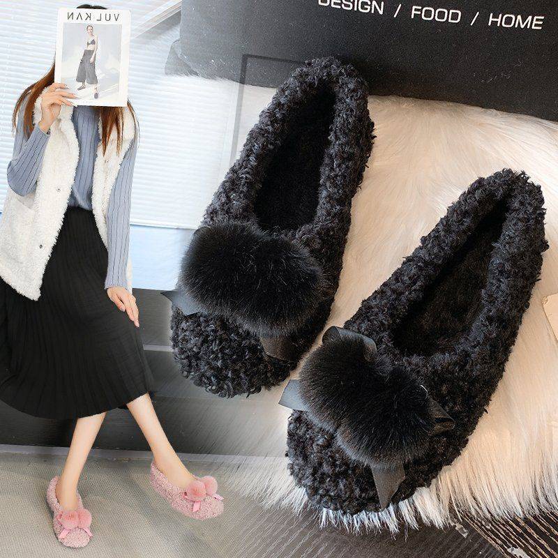 Giày Lười Lót Nhung Thời Trang Mùa Đông Cho Nữ