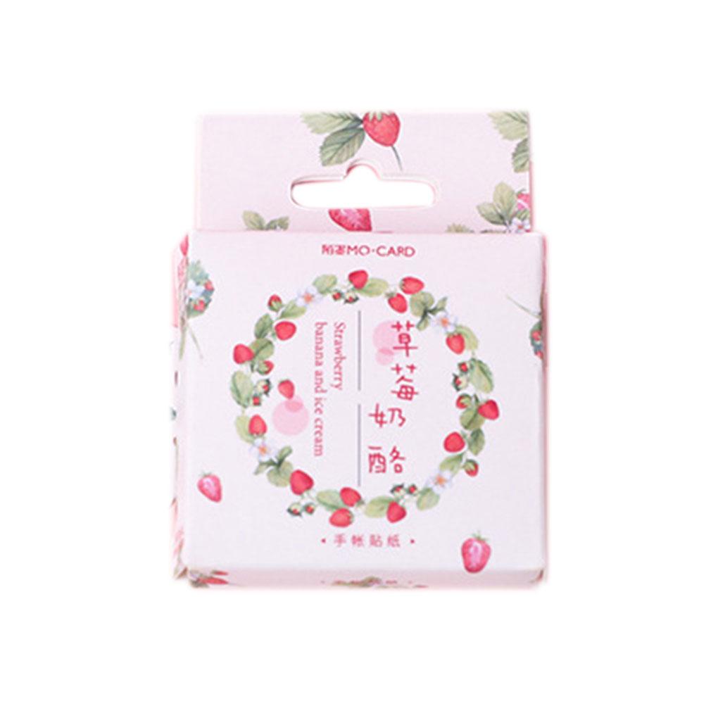 Hộp 45 Miếng Dán Hình Trái Dâu Trang Trí Sổ Tay Nhật Ký