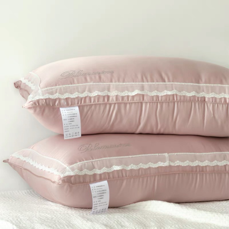 Ruột gối chất liệu vải tencel 60s viền ren cao cấp , Ruột gối bông kháng khuẩn Microfolber kích thước 48x74cm nhập khẩu